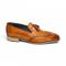 Duca Di Matiste "Cosenza" Cognac Genuine Italian Calf Leather Weave Print Loafers.